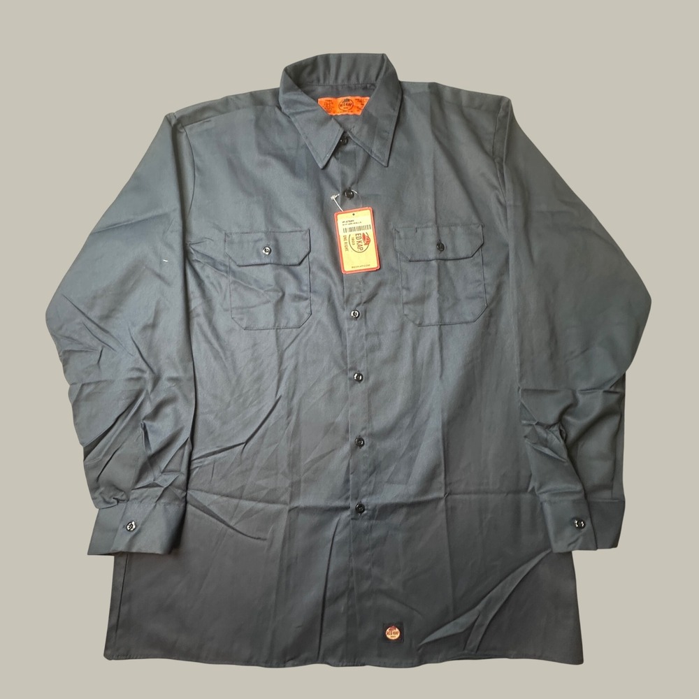 Red Kap Work Shirt Mens XL ST52NV Navy Blue Long Sleeve Button Down NEW